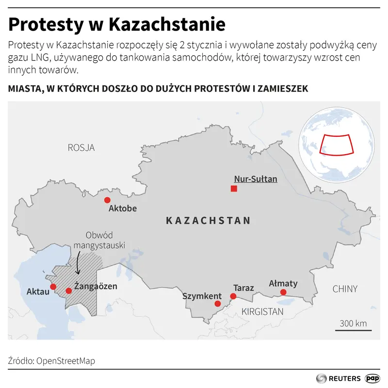 protesty w Kazachstanie 