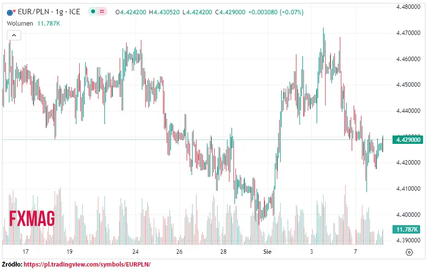 ile kosztuje euro kurs euro do zlotego eurpln w wtorek 080823 grafika numer 1