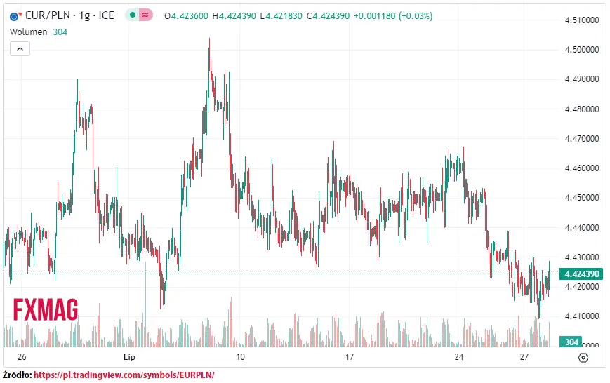 ile kosztuje euro kurs euro do zlotego eurpln w piatek 280723 grafika numer 1