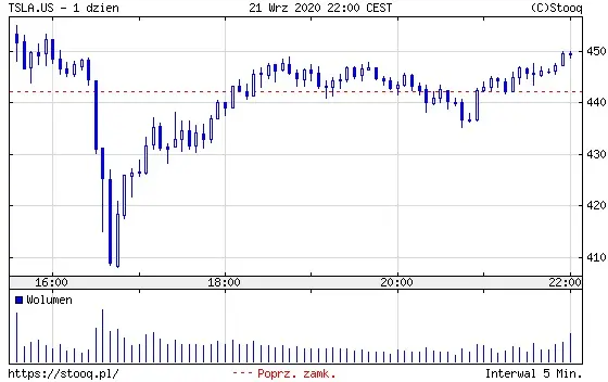 Wykres 4: Tesla (1 dzień)