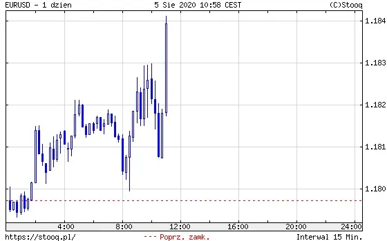 Wykres 4: Kurs euro do dolara amerykańskiego EUR/USD (1 dzień)