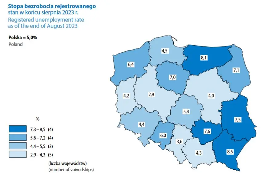 pilne bezrobocie w polsce mamy najnowsze dane za sierpien 2023 roku jak reaguje zloty pln grafika numer 2