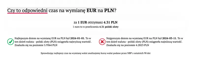 czy to odpowiedni czas na wymiane euro eur na pln grafika numer 1