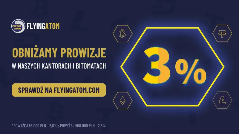 Obniżka prowizji w kantorach i Bitomatach FlyingAtom - 1