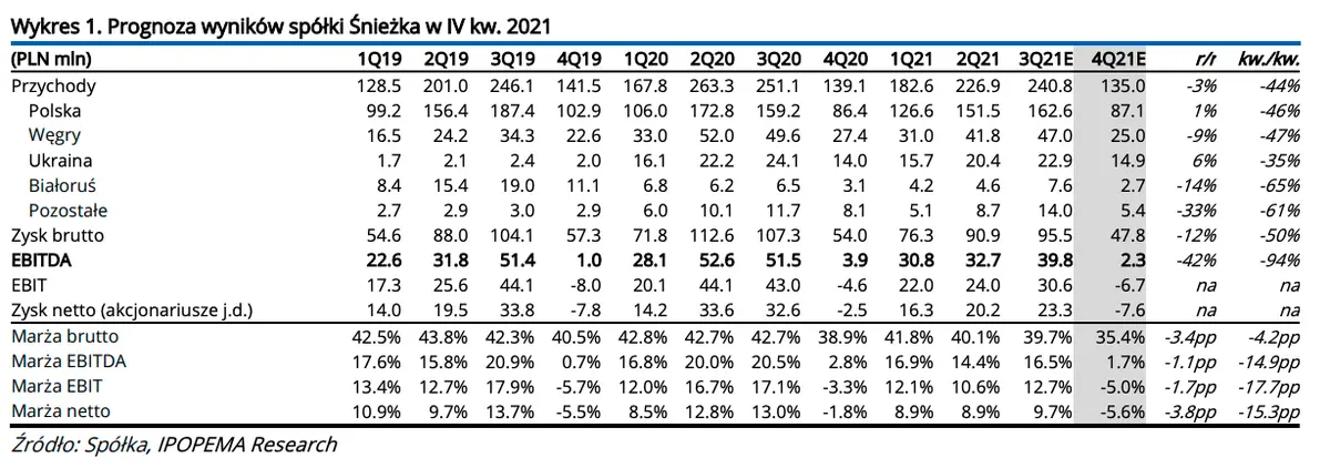 Prognoza wyników finansowych za IV kwartał 2021 - Śnieżka! Opinia i prognoza analityków  - 2