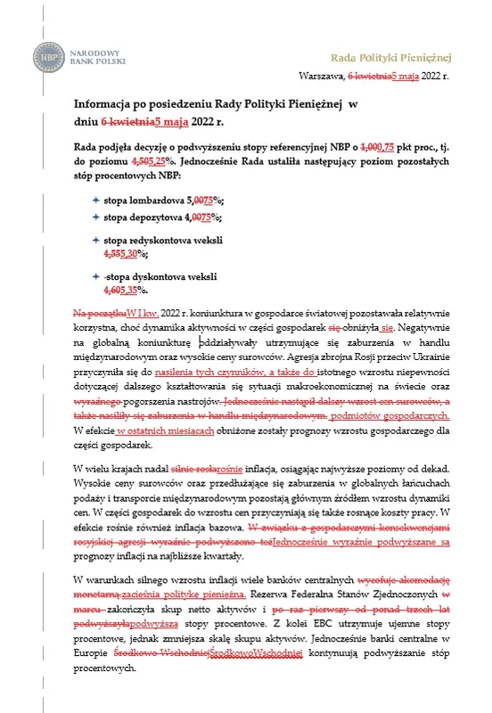 RPP zdecydowała się tym razem zaskoczyć in minus - 1