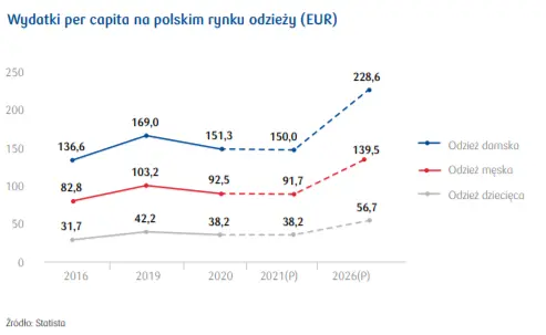 Rynek odzieży w Polsce: import odzieży, wielkość rynku, wydatki per capita - 5