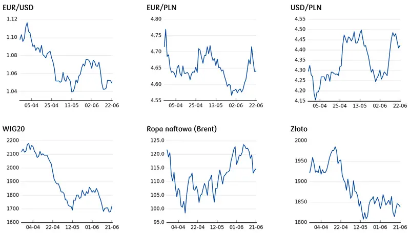 cena dolara, cena złota, cena ropy, cena euro, notowania indeksu WIG20