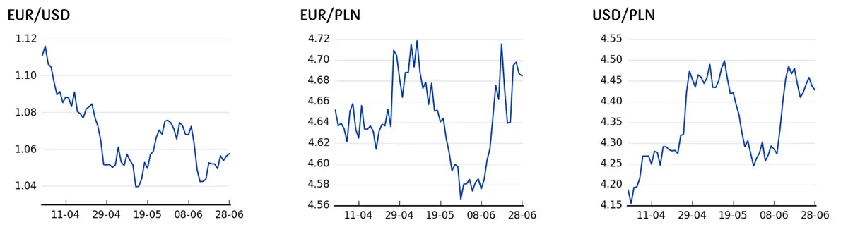 Kursy walut 28.06.: narodowa waluta (PLN) pod presją wahań rynkowego sentymentu. Notowania euro do forinta (EUR/HUF) osiągają nowe szczyty - 3