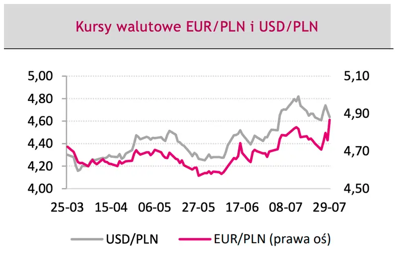 kurs euro i dolara - wykresy 