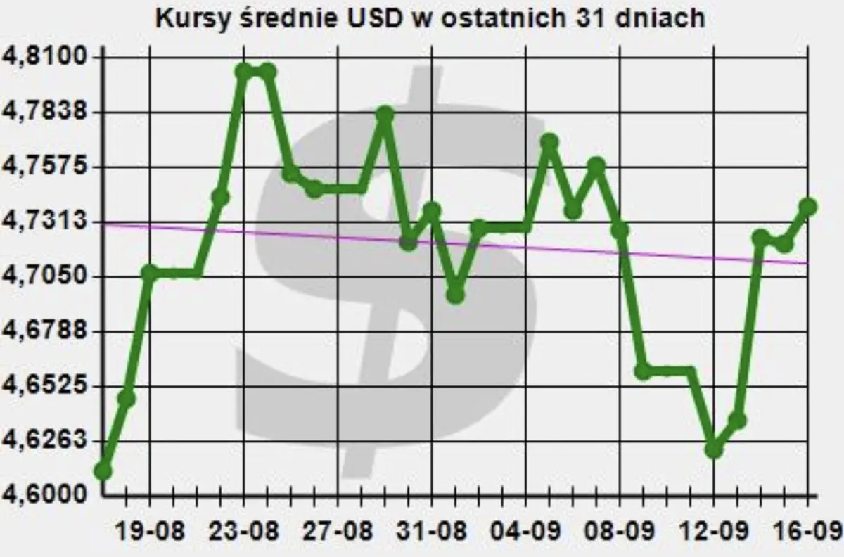 kurs dolara do złotego - USDPLN