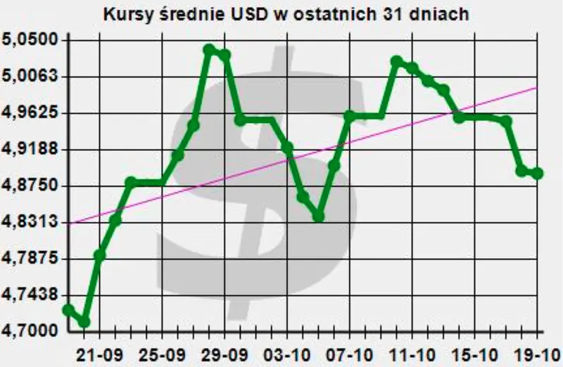 Kursy walut 20.10.: wyprzedaż głównych walut! „Złotówka” drożeje. Zobacz, po ile jest dzisiaj euro (EUR), frank (CHF), funt (GBP), jen (JPY), rubel (RUB), korona (SEK), forint (HUF), dolar (USD) - 9