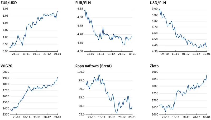 ceny ropy, ceny złota, notowania WIG20, kurs euro i dolara