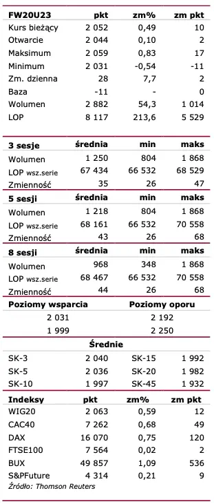 Raport Futures Intraday 12 czerwca 2023. Komentarz FW20U2320  - 1