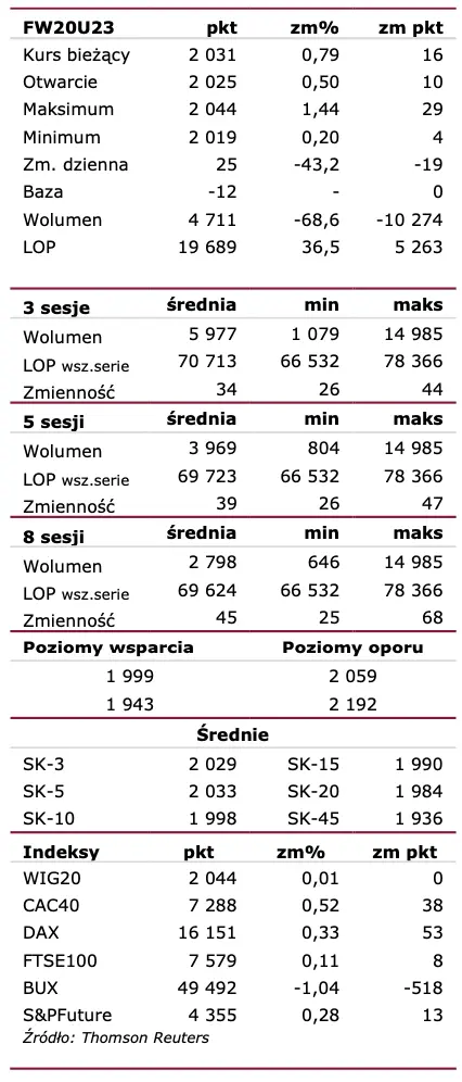 Raport Futures Intraday 13 czerwca 2023. Komentarz FW20U2320  - 1