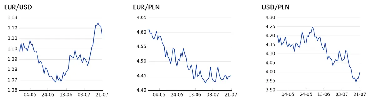 Kursy walut 24.07.: burza na głównych walutach⚠️ Euro idzie na łeb na szyję! Sprawdź, ile kosztuje dzisiaj frank (CHF), funt (GBP), dolar (USD), forint (HUF), jen (JPY), euro (EUR) - 3