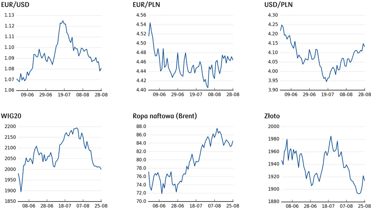 ceny złota, ceny ropy, notowania WIG20, aktualne wykresy kursów walut 
