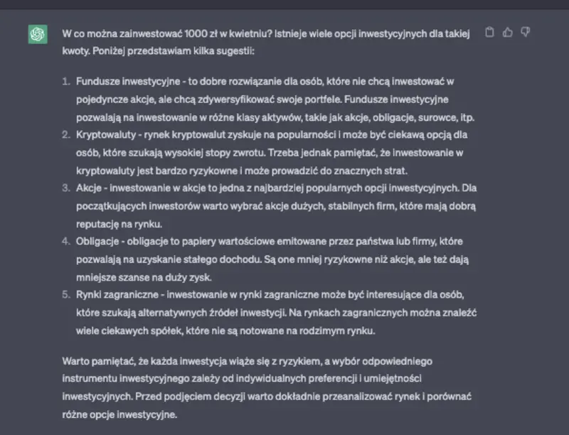 Jak inwestować małe kwoty teraz? W co zainwestować 500 złotych? A w co zainwestować tysiąc i 5 tys. PLN? Ciekawe typy, radzi AI - 2