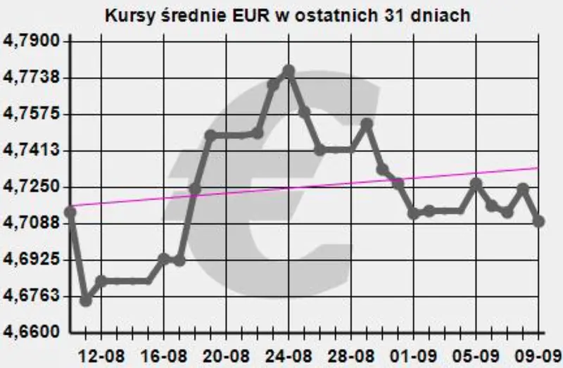 kurs euro do złotego - wykres pary EURPLN