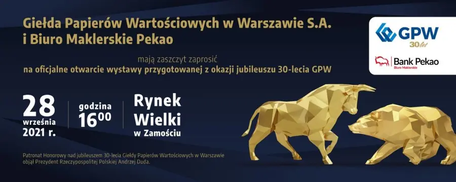 Zaproszenie na uroczystość odsłonięcia wystawy z okazji jubileuszu 30-lecia GPW | FXMAG INWESTOR