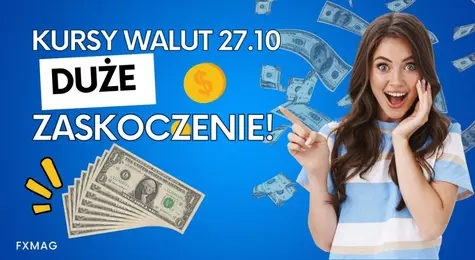 Kursy walut 27.10.: duże zaskoczenie! Pokaźne spadki euro. Zobacz, po ile jest dzisiaj frank (CHF), korona (SEK), funt (GBP), forint (HUF), dolar (USD), jen (JPY), rubel (RUB), euro (EUR) | FXMAG INWESTOR